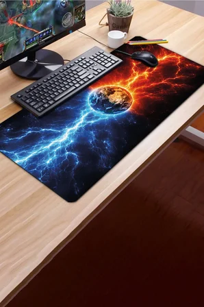 SonicTouch Klavye Mousepad 40x90cm Dikişsiz Pürüzsüz Sıvı Geçirmez Kaymaz Taban Kozmik Denge