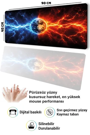SonicTouch Klavye Mousepad 40x90cm Dikişsiz Pürüzsüz Sıvı Geçirmez Kaymaz Taban Kozmik Denge