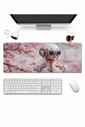 SonicTouch Klavye Mousepad 32x70cm Dikişsiz Pürüzsüz Sıvı Geçirmez Kaymaz Taban Sakura Pilot