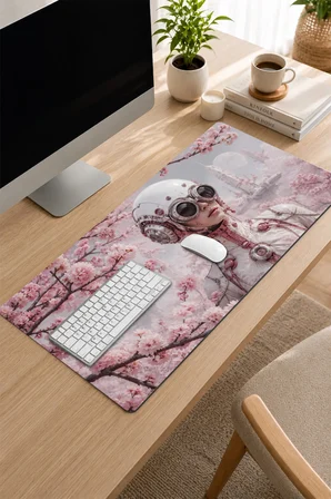 SonicTouch Klavye Mousepad 32x70cm Dikişsiz Pürüzsüz Sıvı Geçirmez Kaymaz Taban Sakura Pilot