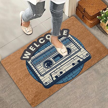 Valerine Life Nostaljik Kaset Welcome Kapı Önü Paspası 45x70cm