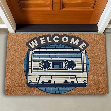 Valerine Life Nostaljik Kaset Welcome Kapı Önü Paspası 45x70cm