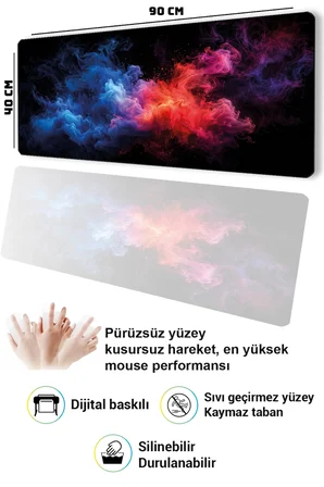 SonicTouch Klavye Mousepad 40x90cm Dikişsiz Pürüzsüz Sıvı Geçirmez Kaymaz Taban Kromatik Sis