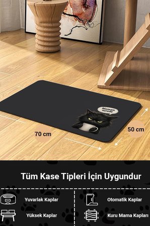 MAtGo Pati Kedi Köpek Beslenme Matı 50x70cm Huysuz Kedi Su Geçirmez Kaymaz Mama Kabı Altlığı Paspası