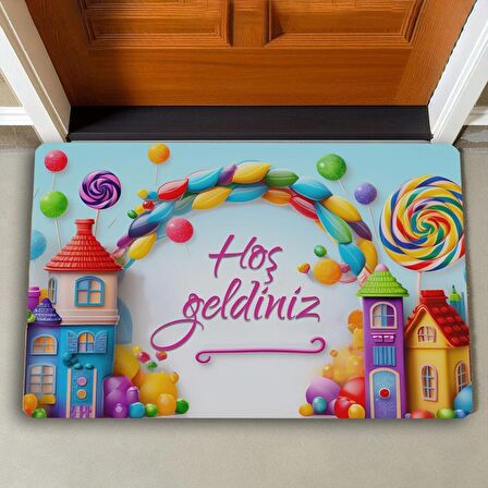 Valerine Life Sugar Village Hoş Geldiniz Kapı Önü Paspası 45x70cm