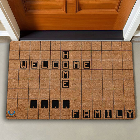 Valerine Life Scrabble Welcome Home Kişiye, İsme ve Aileye Özel Family Kapı Önü Paspası 45x70cm