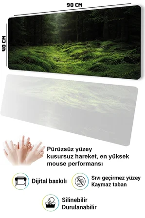 SonicTouch Klavye Mousepad 40x90cm Dikişsiz Pürüzsüz Sıvı Geçirmez Kaymaz Taban Yosun Vadisi