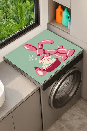 Valerine Life Çamaşır Kurutma Makinesi Üstü Düzenleyici Matı Sıvı Geçirmez Örtü Balon Tavşan