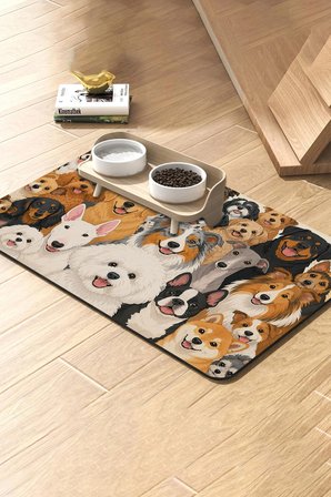 MAtGo Pati Kedi Köpek Beslenme Matı 50x70cm Su Geçirmez Mama Kabı Altlığı Paspası Pati Portresi