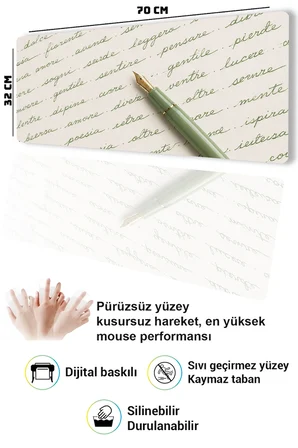 SonicTouch Klavye Mousepad 32x70cm Dikişsiz Pürüzsüz Sıvı Geçirmez Kaymaz Taban Sessiz Satırlar