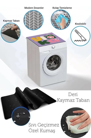 Valerine Life Çamaşır Kurutma Makinesi Üstü Düzenleyici Matı Sıvı Geçirmez Örtü Köpüklü Harfler