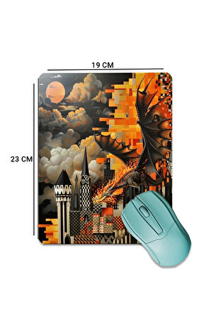 SonicTouch Ejderha Temalı Pürüzsüz Yüzey Kaymaz Taban Dikişsiz Kenar Gamer Oyuncu Mouse Pad 19x23cm