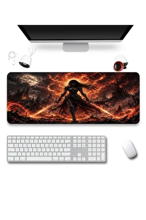 SonicTouch Klavye Mousepad 40x90cm Dikişsiz Pürüzsüz Sıvı Geçirmez Kaymaz Taban Kor Savaşçısı