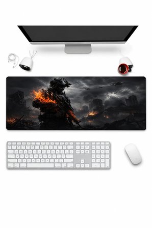 SonicTouch Klavye Mousepad 32x70cm Dikişsiz Pürüzsüz Sıvı Geçirmez Kaymaz Taban Ateş Hattı