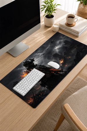 SonicTouch Klavye Mousepad 32x70cm Dikişsiz Pürüzsüz Sıvı Geçirmez Kaymaz Taban Ateş Hattı