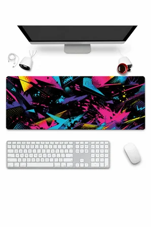 SonicTouch Klavye Mousepad 32x70cm Dikişsiz Pürüzsüz Sıvı Geçirmez Kaymaz Taban Retro Patlama