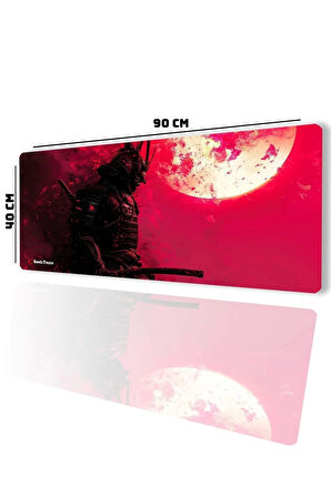 SonicTouch UltraGrand Kızıl Samuray Gamer Oyuncu Xxl Kırmızı Klavye Mouse Pad 40x90Cm