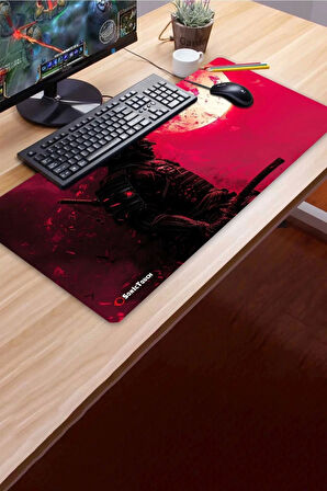 SonicTouch UltraGrand Kızıl Samuray Gamer Oyuncu Xxl Kırmızı Klavye Mouse Pad 40x90Cm