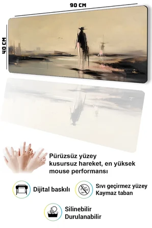 SonicTouch Klavye Mousepad 40x90cm Dikişsiz Pürüzsüz Sıvı Geçirmez Kaymaz Taban Yalnız Gölge