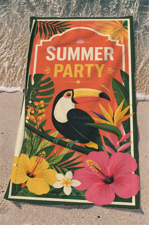 Valerine Life Plaj Havlusu 70x140cm Havuz Spa Sauna Spor Pamuklu Emici Toucan Summer Party