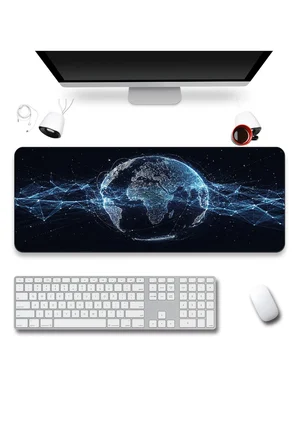 SonicTouch Klavye Mousepad 40x90cm Dikişsiz Pürüzsüz Sıvı Geçirmez Kaymaz Taban Küresel Ağ