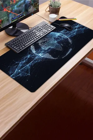 SonicTouch Klavye Mousepad 40x90cm Dikişsiz Pürüzsüz Sıvı Geçirmez Kaymaz Taban Küresel Ağ