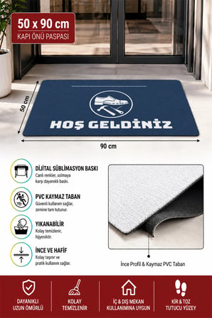 Valerine Life Kapı Önü Paspası 50x90cm Dijital Baskı Kaymaz Kişiye Firmaya Özel Ayakkabı Tamircisi