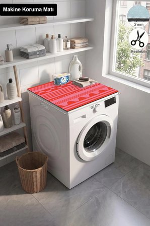 Valerine Life Çamaşır Kurutma Makinesi Üstü Düzenleyici Matı Sıvı Geçirmez Örtü Mercan Frekansı