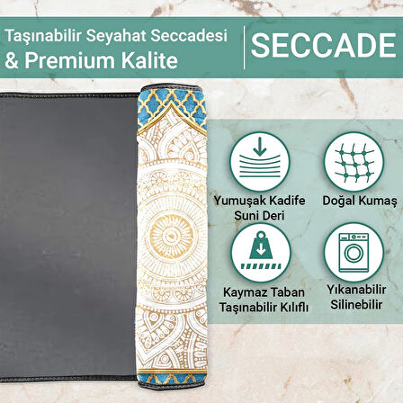 Ravabi Rug Araç İçi İşyeri Deri Taban Namazlık Çantalı Hediyelik Seyahat Seccadesi 70x110cm 21231018