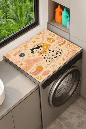 Valerine Life Çamaşır Kurutma Makinesi Üstü Düzenleyici Matı Sıvı Geçirmez Örtü Puantiyeli Köpüş