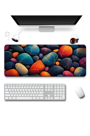SonicTouch Klavye Mousepad 40x90cm Dikişsiz Pürüzsüz Sıvı Geçirmez Kaymaz Taban Kintsugi Çakılları