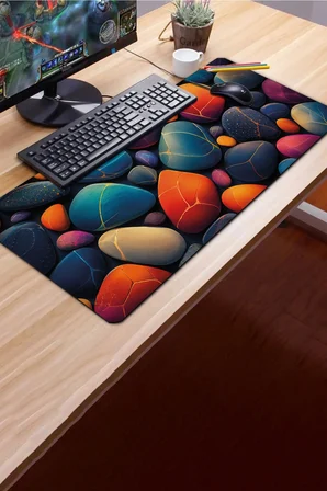 SonicTouch Klavye Mousepad 40x90cm Dikişsiz Pürüzsüz Sıvı Geçirmez Kaymaz Taban Kintsugi Çakılları