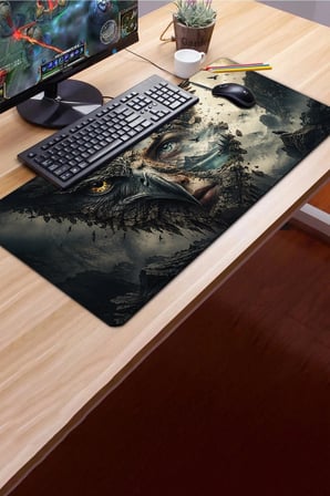 SonicTouch Klavye Mousepad 40x90cm Dikişsiz Pürüzsüz Sıvı Geçirmez Kaymaz Taban Baykuş Ruhu