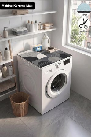 Valerine Life Çamaşır Kurutma Makinesi Üstü Düzenleyici Matı Sıvı Geçirmez Örtü Gri Kemerler