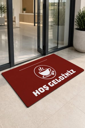Valerine Life Kapı Önü Paspası 50x90cm Dijital Baskı Kaymaz Kişiye Firmaya Özel Kafe