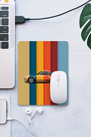 SonicTouch Renkli Araba Temalı Pürüzsüz Yüzey Kaymaz Taban Dikişsiz Gamer Oyuncu Mouse Pad 19x23cm