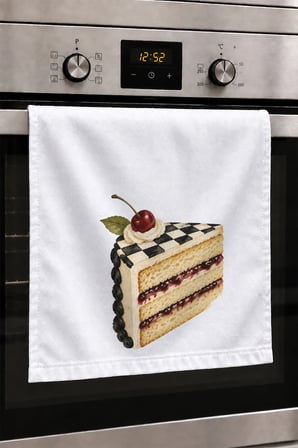 Valerine Life El Kurulama Havlusu 30x50cm Mutfak, Fırın için Pamuklu Emici Damalı Pasta