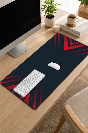 SonicTouch Klavye Mousepad 32x70cm Dikişsiz Pürüzsüz Sıvı Geçirmez Kaymaz Taban Kırmızı Hücum