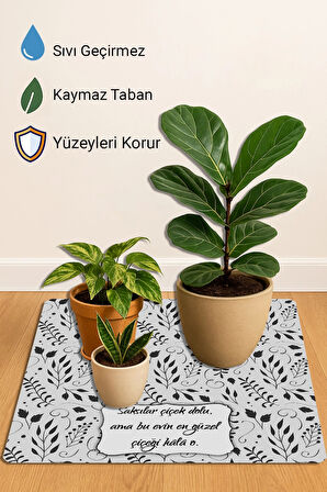 Valerine Life Çiçek Saksı Matı Salon Balkon Bitkileri Zemin Koruyucu Saksı Altlığı 60x60cm 27250624