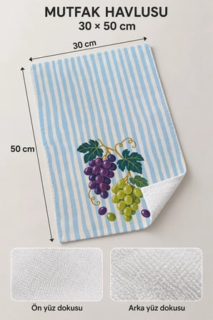 Valerine Life El Kurulama Havlusu 30x50cm Mutfak, Fırın için Pamuklu Emici Bağ Bereketi