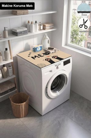 Valerine Life Çamaşır Kurutma Makinesi Üstü Düzenleyici Matı Sıvı Geçirmez Örtü Pati Pati Meow