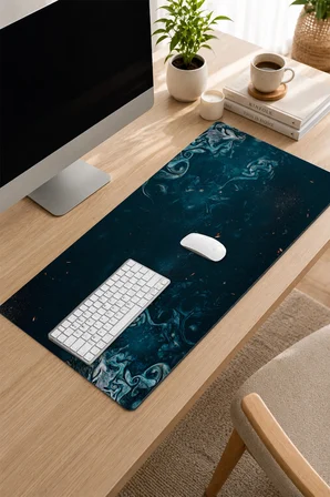SonicTouch Klavye Mousepad 32x70cm Dikişsiz Pürüzsüz Sıvı Geçirmez Kaymaz Taban Gece Nebulası