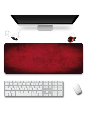 SonicTouch Klavye Mousepad 40x90cm Dikişsiz Pürüzsüz Sıvı Geçirmez Kaymaz Taban Kızıl Doku