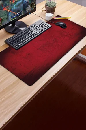 SonicTouch Klavye Mousepad 40x90cm Dikişsiz Pürüzsüz Sıvı Geçirmez Kaymaz Taban Kızıl Doku