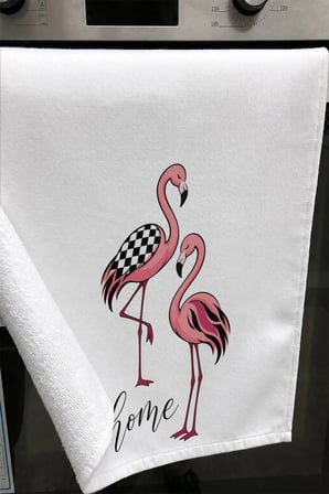 Valerine Life El Kurulama Havlusu 30x50cm Mutfak, Fırın için Pamuklu Emici Damalı Flamingo