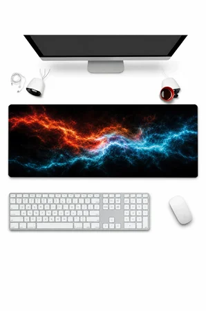 SonicTouch Klavye Mousepad 32x70cm Dikişsiz Pürüzsüz Sıvı Geçirmez Kaymaz Taban Enerji Kırılması