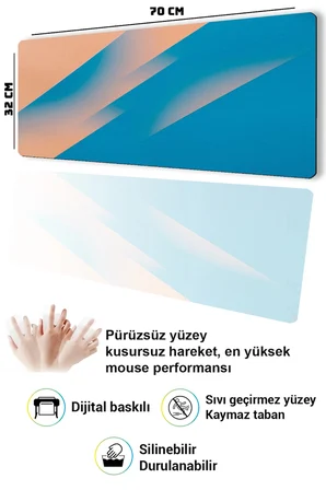 SonicTouch Klavye Mousepad 32x70cm Dikişsiz Pürüzsüz Sıvı Geçirmez Kaymaz Taban Mercan Ufku