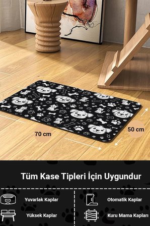 MAtGo Pati Kedi Köpek Beslenme Matı 50x70cm Su Geçirmez Mama Kabı Altlığı Paspası Pati İzleri