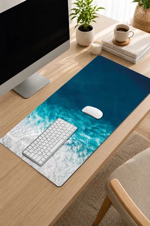 SonicTouch Klavye Mousepad 32x70cm Dikişsiz Pürüzsüz Sıvı Geçirmez Kaymaz Taban Sonsuz Okyanus