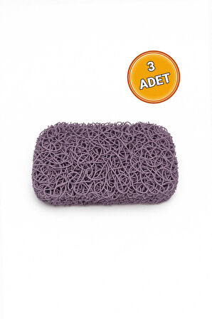Valerine Life Lila Sabunluk Kaymaz Kıvırcık Lif Dokulu Su Tahliyeli Sabun Altlığı 7x11cm 3 Adet